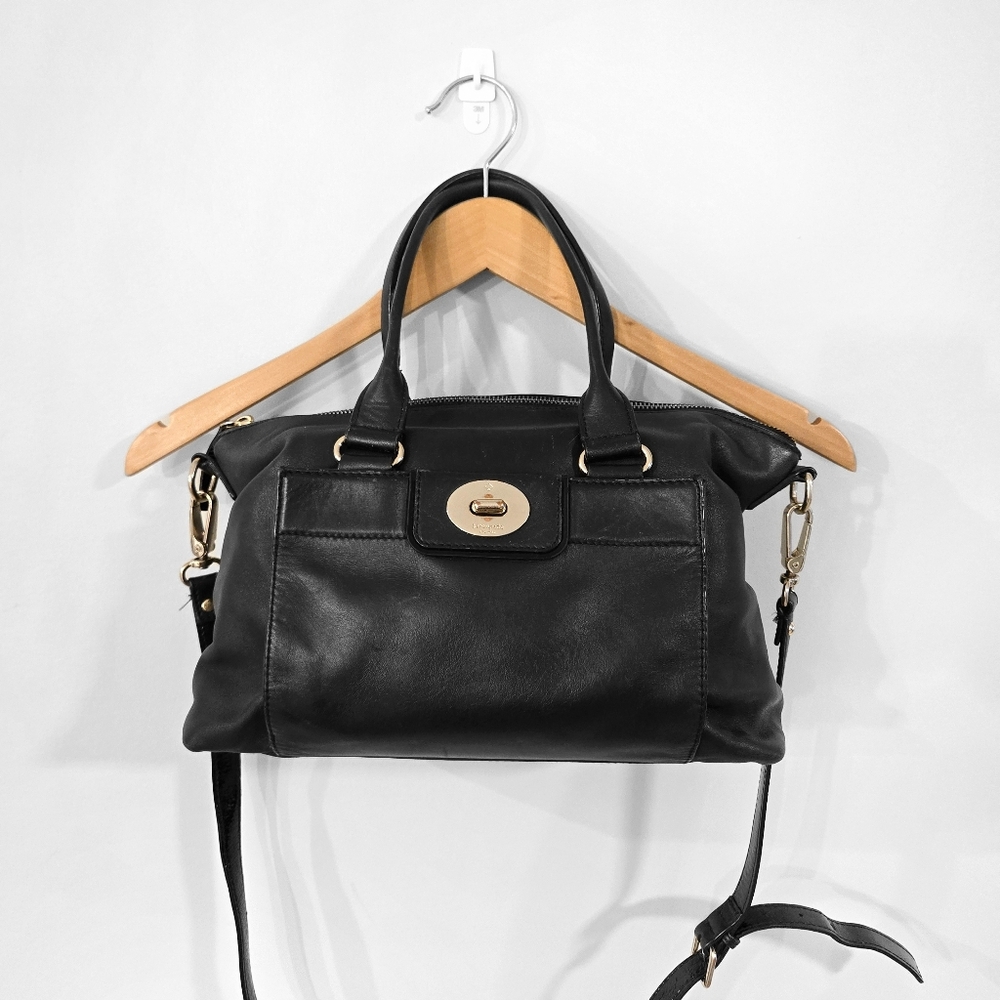 KATE SPADE Black Leather Hampton Roads Janie Satchel Bag